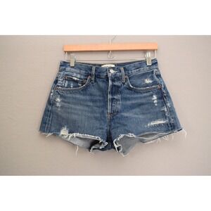 AGOLDE Parker Denim Shorts 26 Swapmeet Distressed Frayed Hem Blue